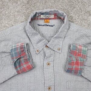 Tailor Vintage Flip Cuff Shirt Mens XL Gray Cotton/Linen Blend L/S‎ Button Down